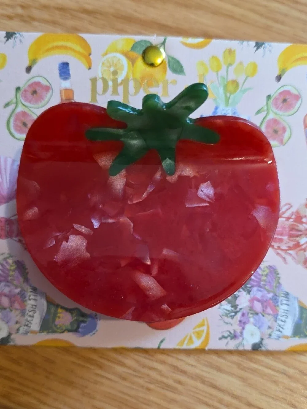 Piper K Tomato Hair Clip in Red and Green